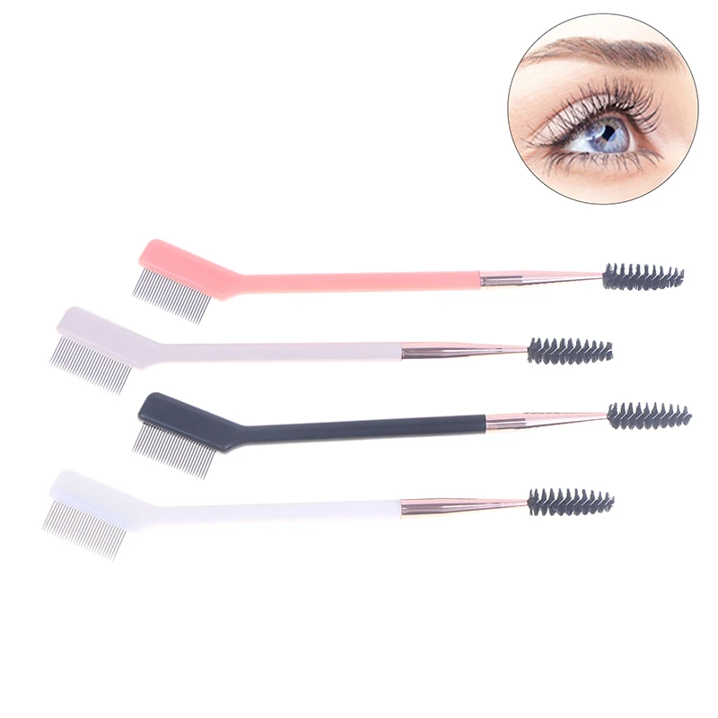 Double-Headed Eyebrow Brush With Steel Needle Eyelash Comb Contouring Eyebrow & Eyeliner Makeup Brush For Eyes Cosmetic Tools