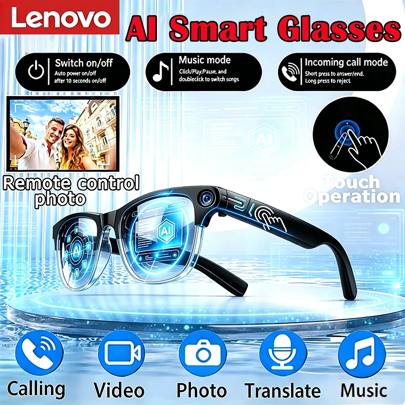Lenovo 2027 Neue 2400MP 8K KI-Smart-Brille mit Freisprechfunktion, Übersetzung, KI-Chat, Protokollierung und Musikwiedergabe – Smarte Sonnenbrille – Detail 1