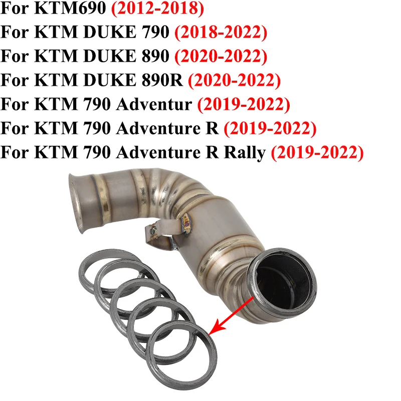 Motorcycle Exhaust Pipe For DUKE KTM 690 790 890 Adventur R Rally Link Pipe Gasket Escape Original Eliminator Enhanced Crush