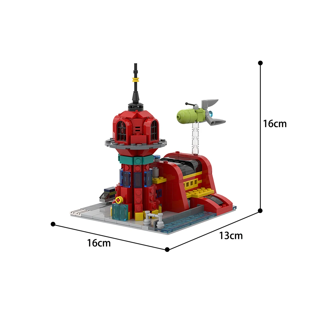 Planet Express Headquarter Building Block Model Puzzle Education Splicing Collection Ornaments Brick Futurama Children Toy Gift