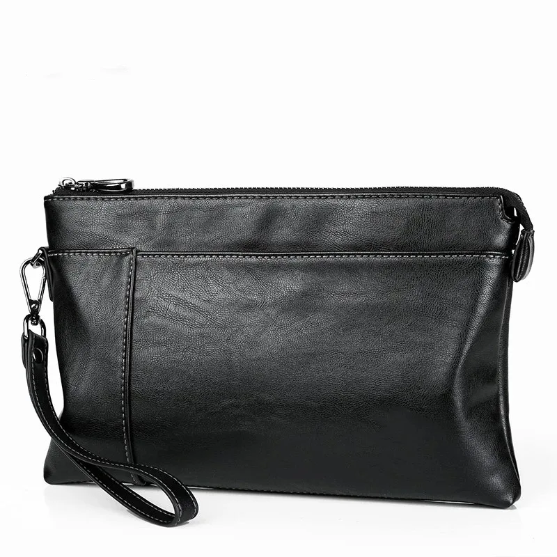 

Модная кожаная сумка-клатч для мужчин, вместительная, из натуральной воловьей кожи, стильная, удлиненная, на плечо