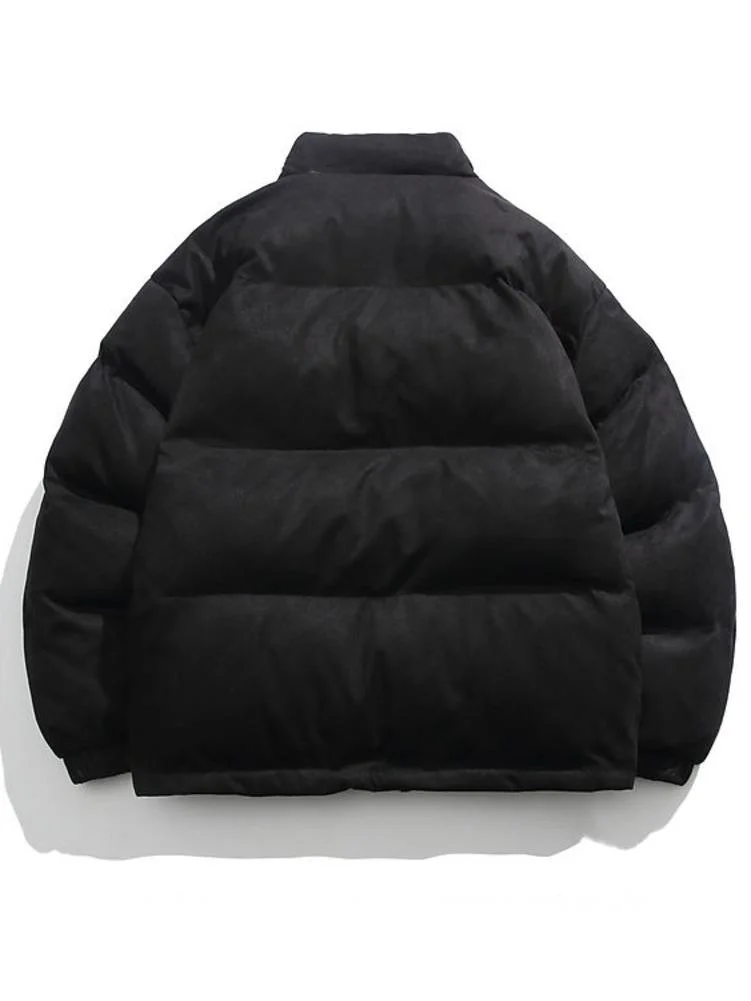 Imagem -06 - Cabolsa Monocromático de Camurça Inverno Acolchoado Masculino e Feminino Jaqueta de Algodão com Gola Parada Estampa Carta Hip Hop Y2k Outerwear Espesso Quente Harajuku