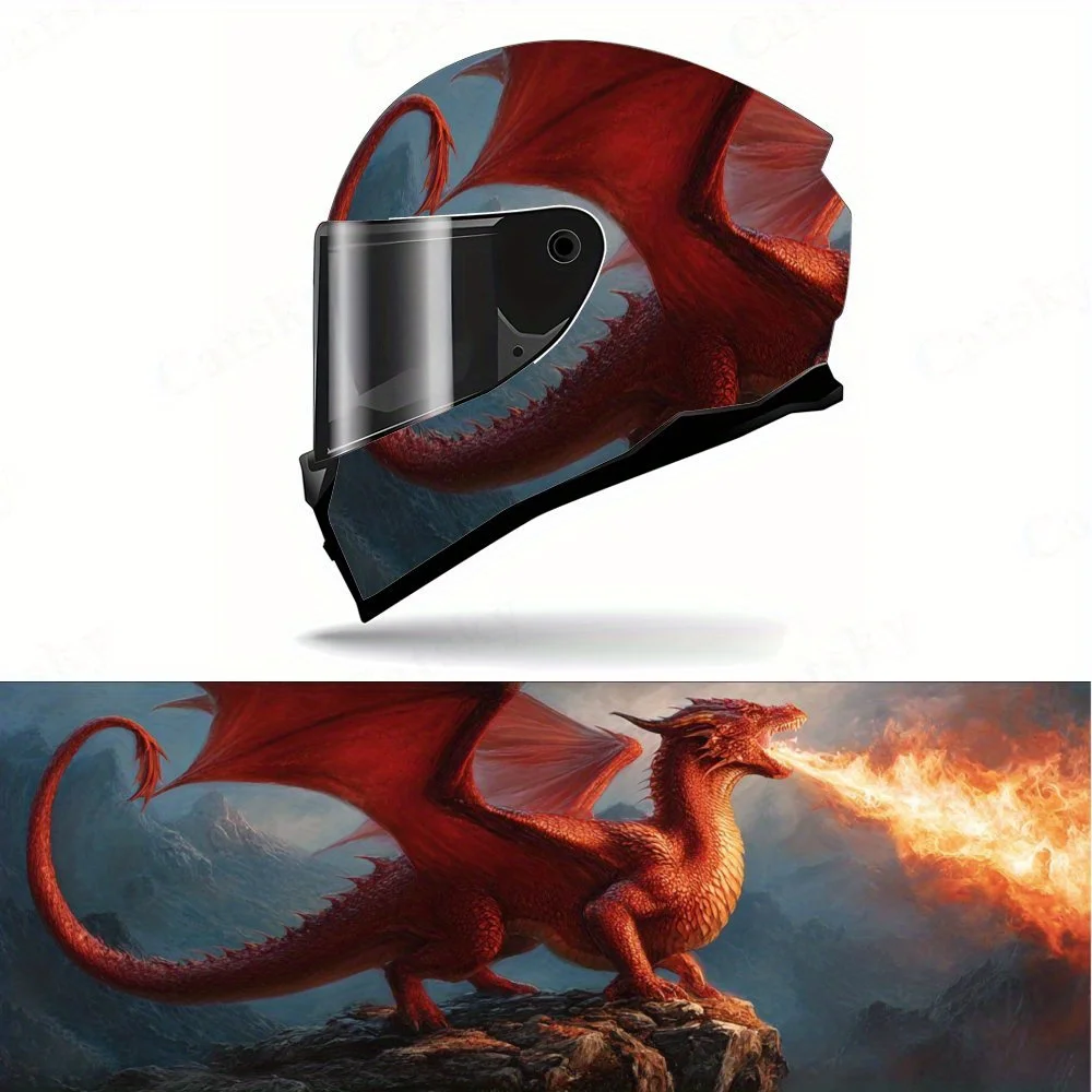 

Красный огнедышащий дракон, материал ПВХ, самоклеящаяся водонепроницаемая наклейка на мотоциклетный шлем, надежно и не падает, водаpr