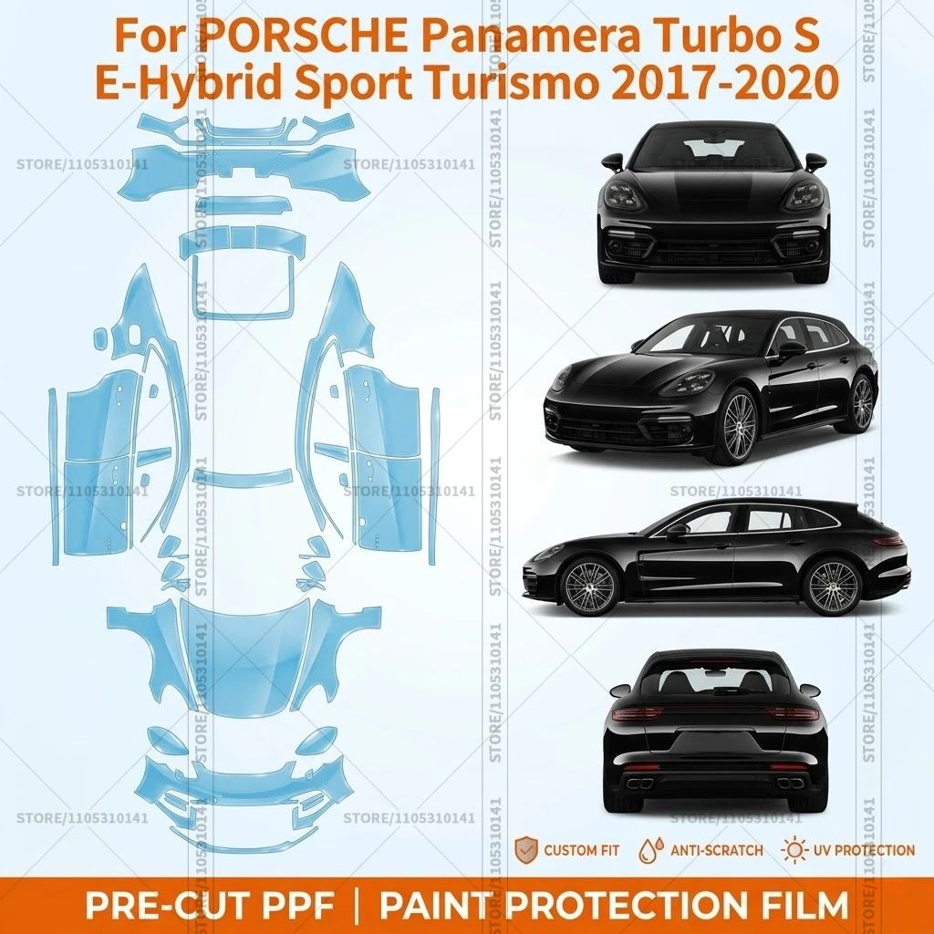 

Для Porsche Panamera Turbo S E Hybrid Turbo Executive 2017-2020: Предварительно вырезанная прозрачная защитная пленка PPF для автомобиля