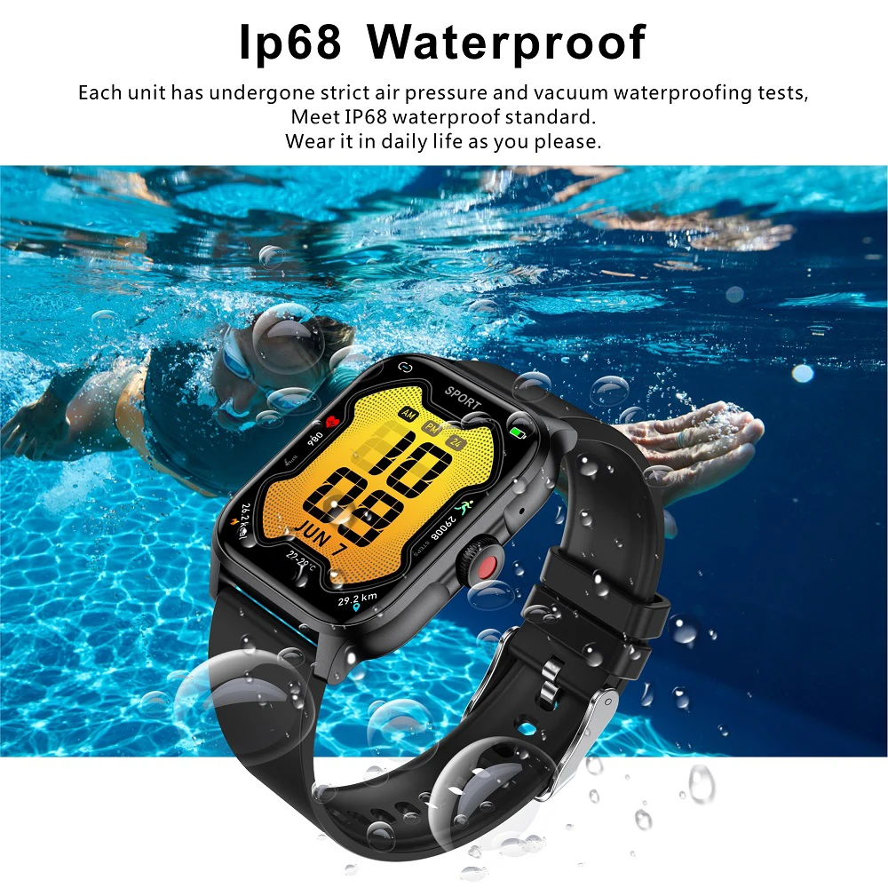 Reloj inteligente deportivo para hombre y mujer, pulsera con llamada de diente azul, resistente al agua, pantalla de 1,85 pulgadas, Monitor de salud y oxígeno en sangre