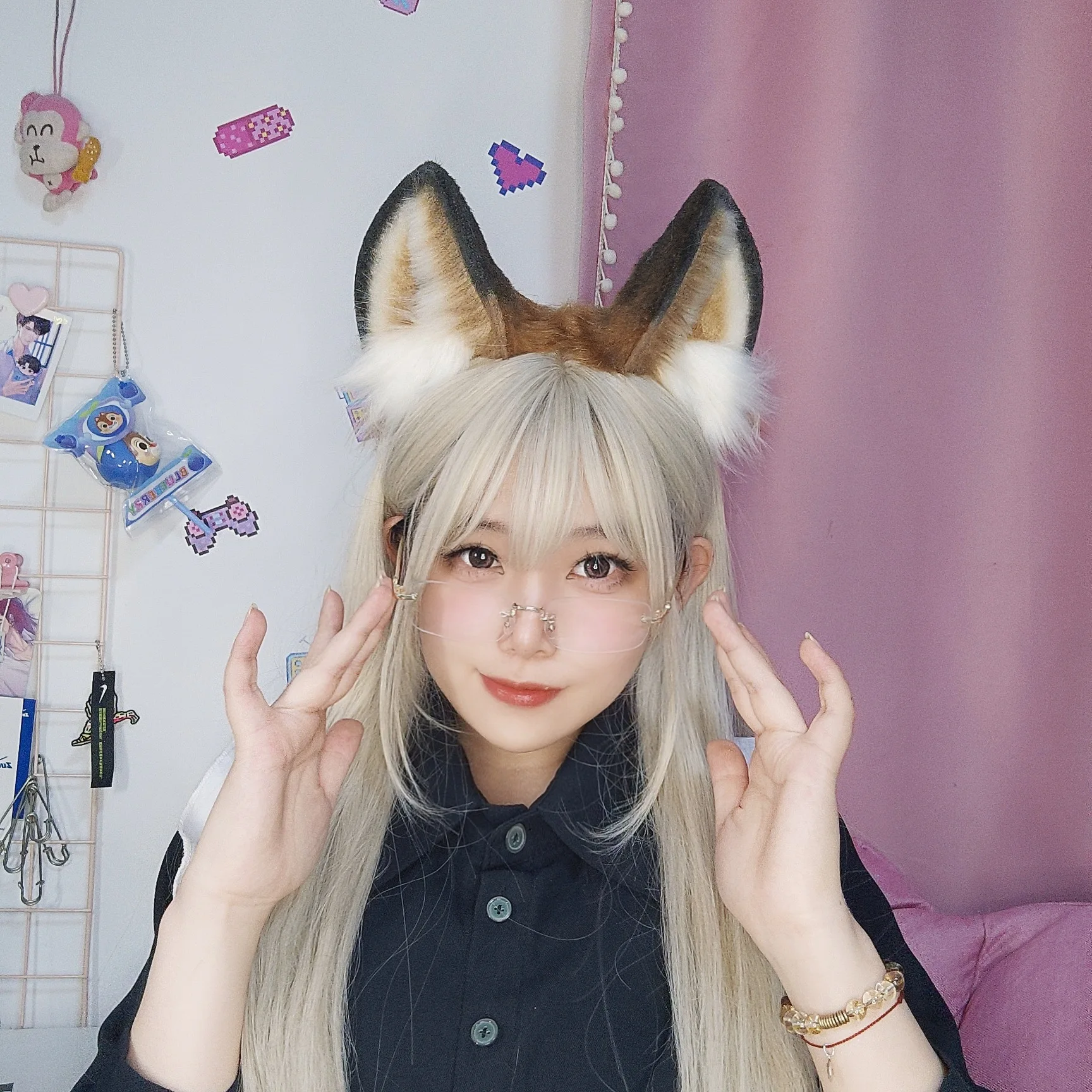 Handmade plush simulation animal ear hair accessories comic show cos props two-dimensional headgear mouse ear headband