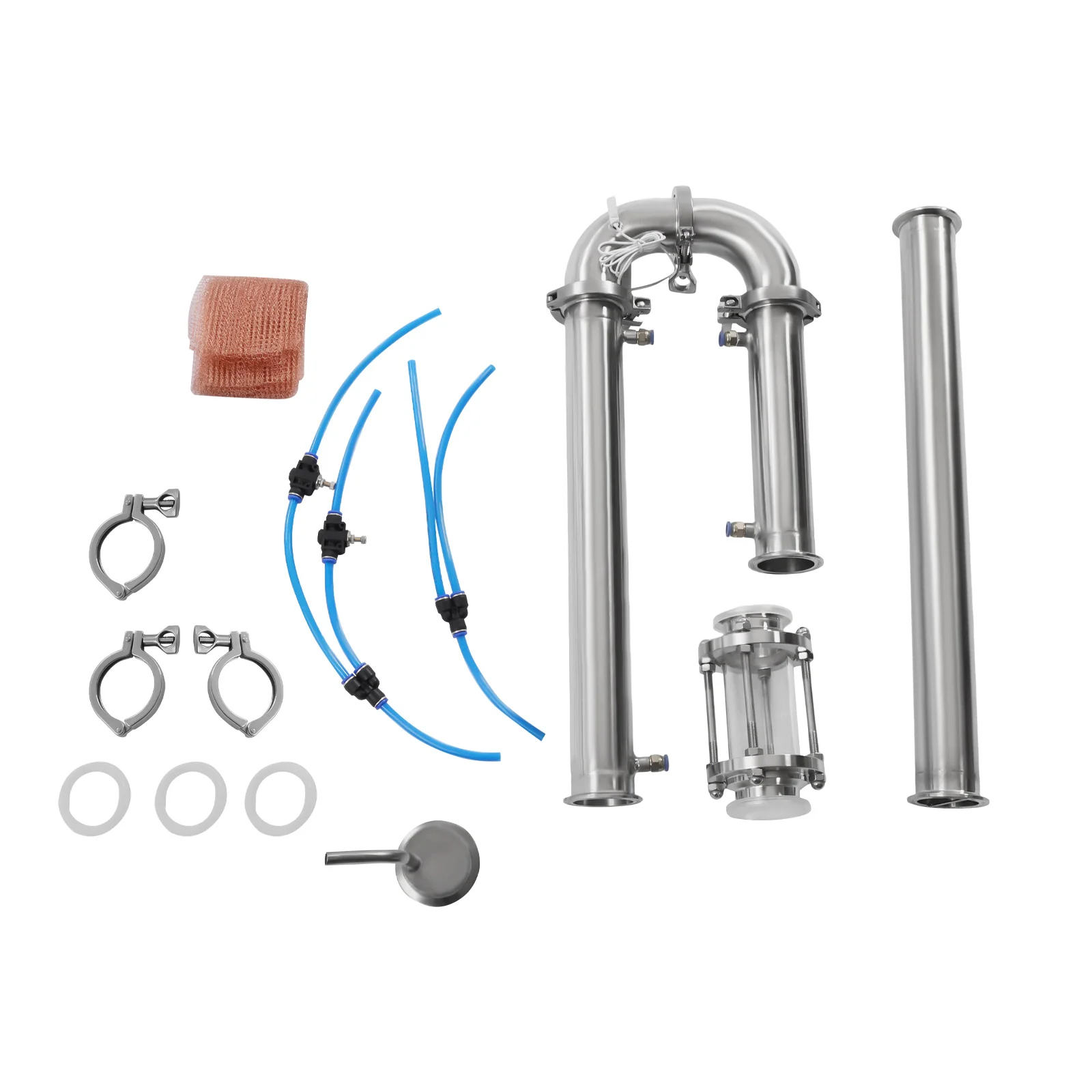 ماونشين ستيل من الفولاذ المقاوم للصدأ، مجموعة التقطير المنزلية للنبيذ والأرواح، تتضمن زجاجًا رؤية لمراقبة عملية التخمير #5