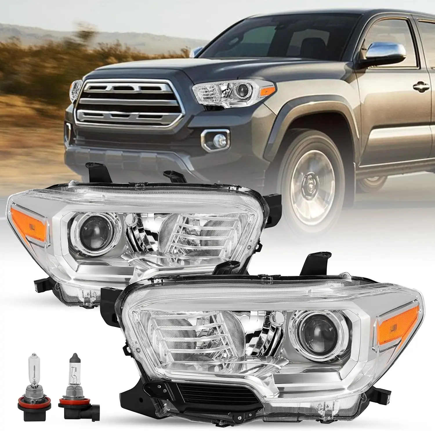 

Фары в сборе, совместимые с Toyota Tacoma 2016-2022, для 16-22 Toyota Tacoma, замена галогенных фар проектора с