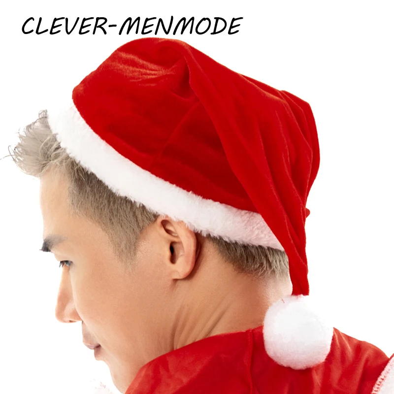 CLEVER-MENMODE Père Noël Chapeau Rouge Moelleux Peluche Adulte Enfants Noël Chapeau Festival De Noël Décor Fête Cosplay Vêtements