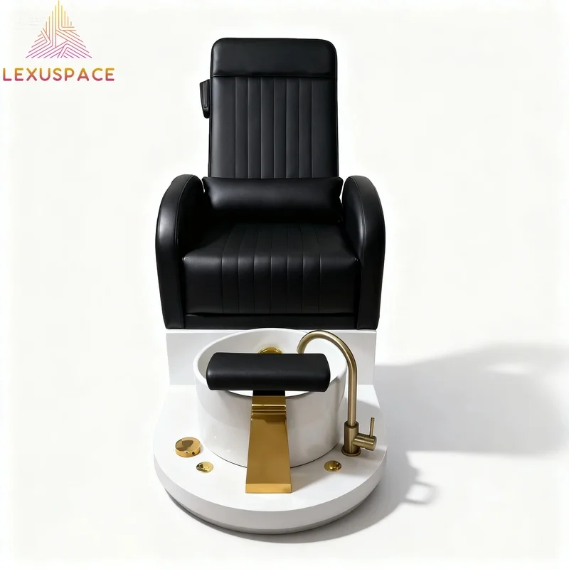 Modern Style Reclining Pedicure Spa Station Adjustable Juacuzzi Pedicure Chair with Back Massage for Nail Salon