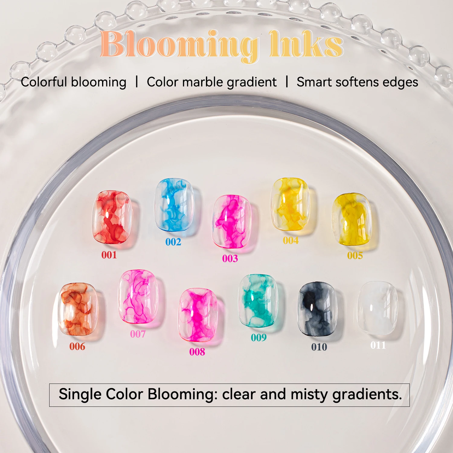 Vendeeni Professional Custom Nail Art Salon 12 Colors Marble Ink Alcohol TPO HEMA FREE OEM Custom Water Blooming Gel Polish Set