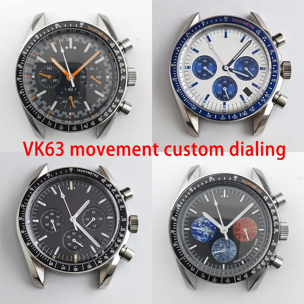 VK63 Gehäuse 40MM Herrenuhr-Zubehör Quarzwerk Zeitmesser Elektronische Uhr Individualisiertes VK63 Panda-Zifferblatt Zeiger Uhrenteile