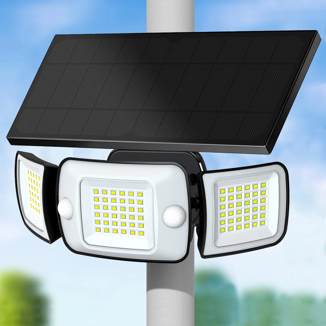 intelamp Super Bright Solar Lights Outdoor With 6000mah Battery Larger Solar Panel Two Sensors Waterproof For Garden Yard Garage