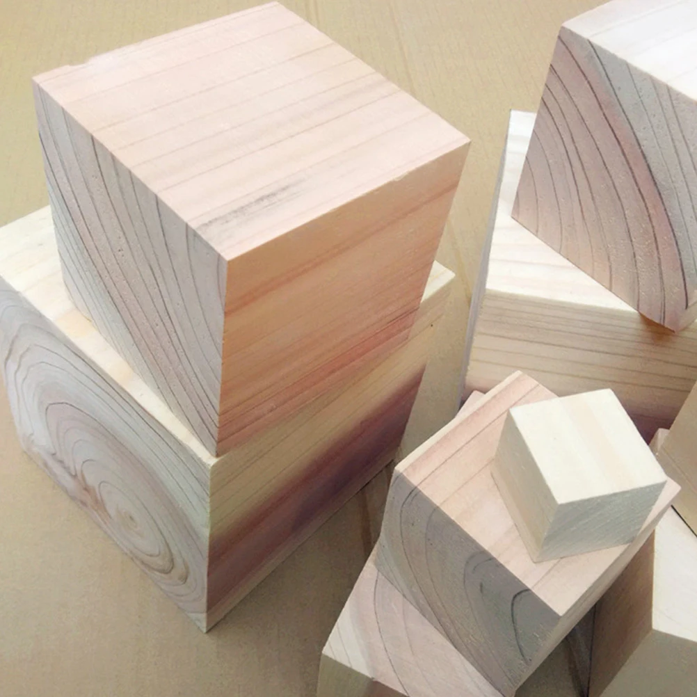 

36 Pcs Pine Squares Small Block Three-dimensional Wood Wooden Craft DIY