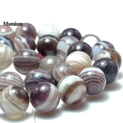 Mamiam Lavender Stripes Agate Beads Smooth Round Loose Stone 6-10mm Bracelet Necklace Diy Jewelry Making Gemstone Gift Design
