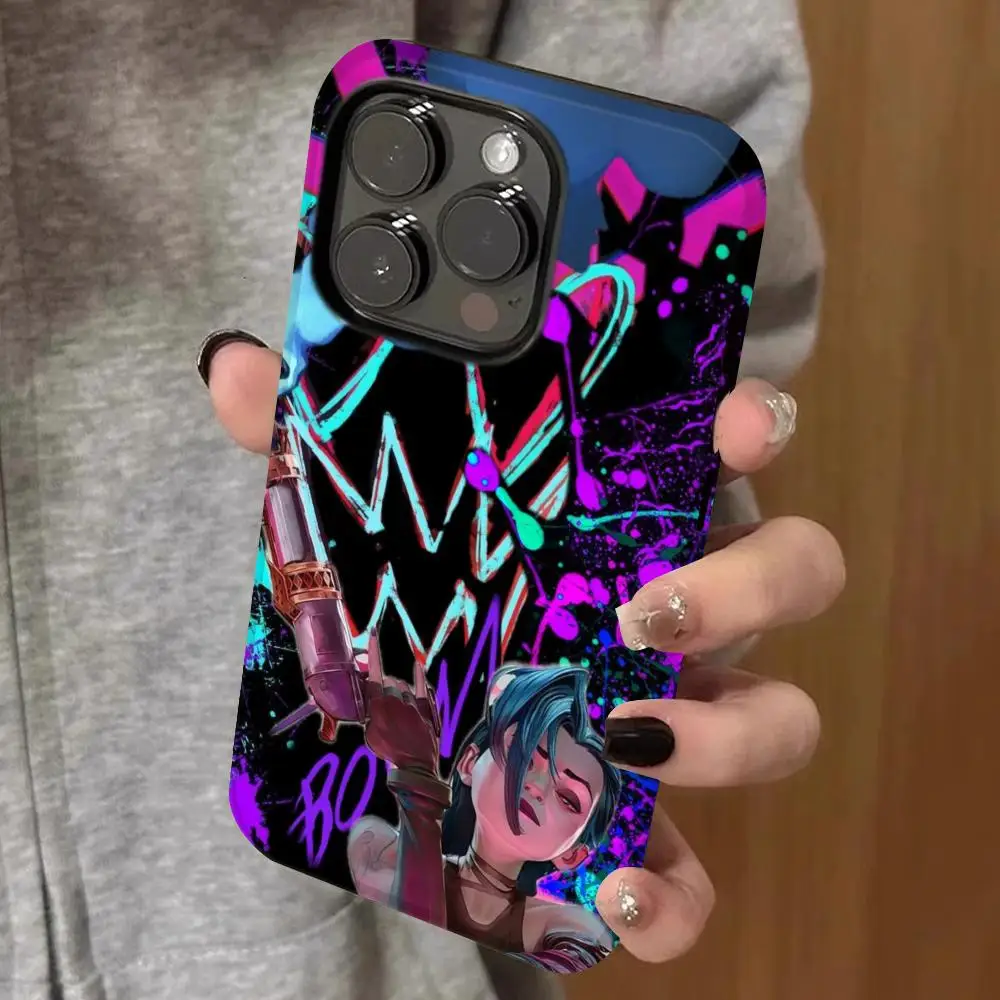 

jinx arcane Phone Case Double-layered 2-in-1 Film Case For IPhone 16 15 Promax 14 13 Pro 12 11 plus Samsung S25 24 23 Covers