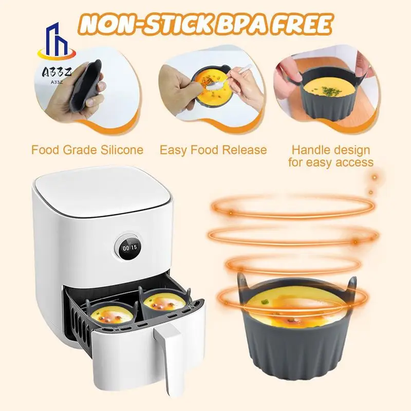 

A33Z-6PCS Silicone Air Fryer Egg Mold Reusable Nonstick Silicone Egg Bite Mold Muffin Liner Poached Egg Cups For Microwave