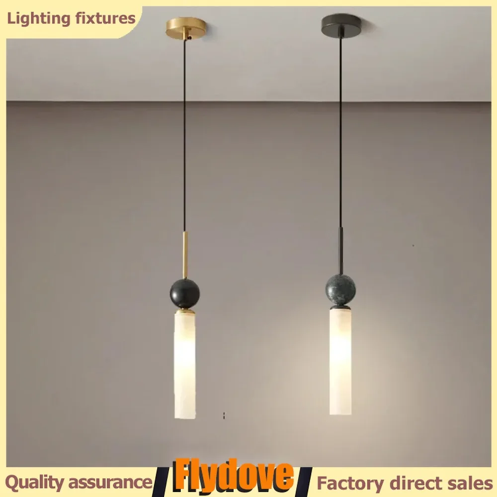 

Italian Style Luxury Marble Pendant Light Bedroom Hotel Kitchen Dining Room Ceiling Adjustable G9 Bulb LED Bedside Pendant Light