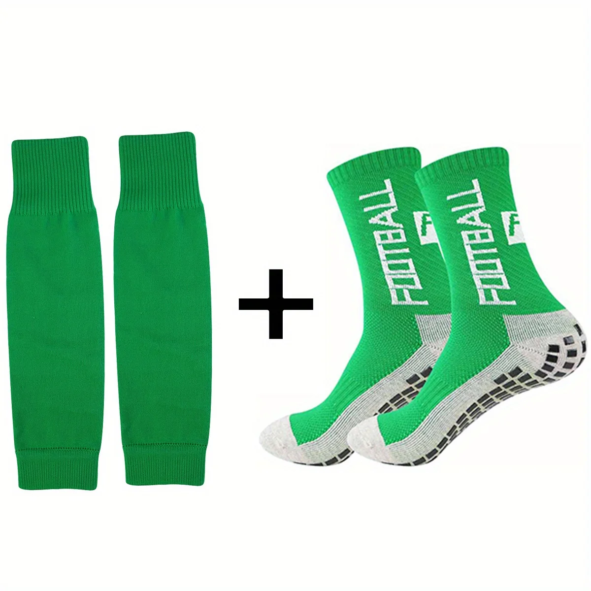مجموعة تدريب كرة القدم المضادة للانزلاق مكونة من قطعتين مع جوارب متعددة الألوان وواقي للساق، لاصق غير قابل للانزلاق