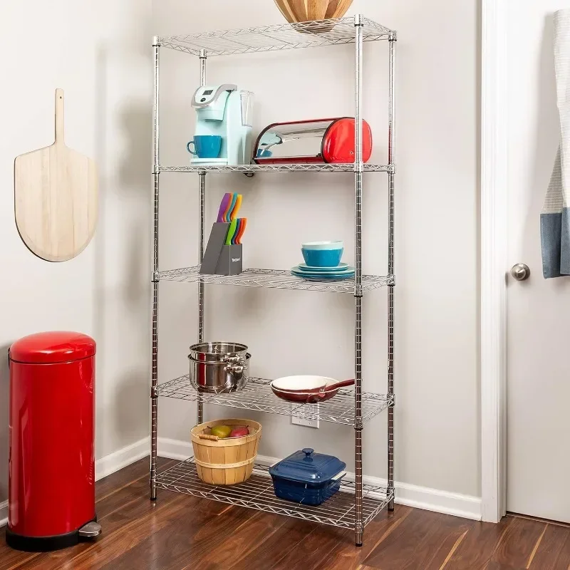 

z Honey-Can-Do, 5-Tier Chrome Heavy-Duty Adjustable Shelving Unit with 200-lb Per Shelf Weight Capacity