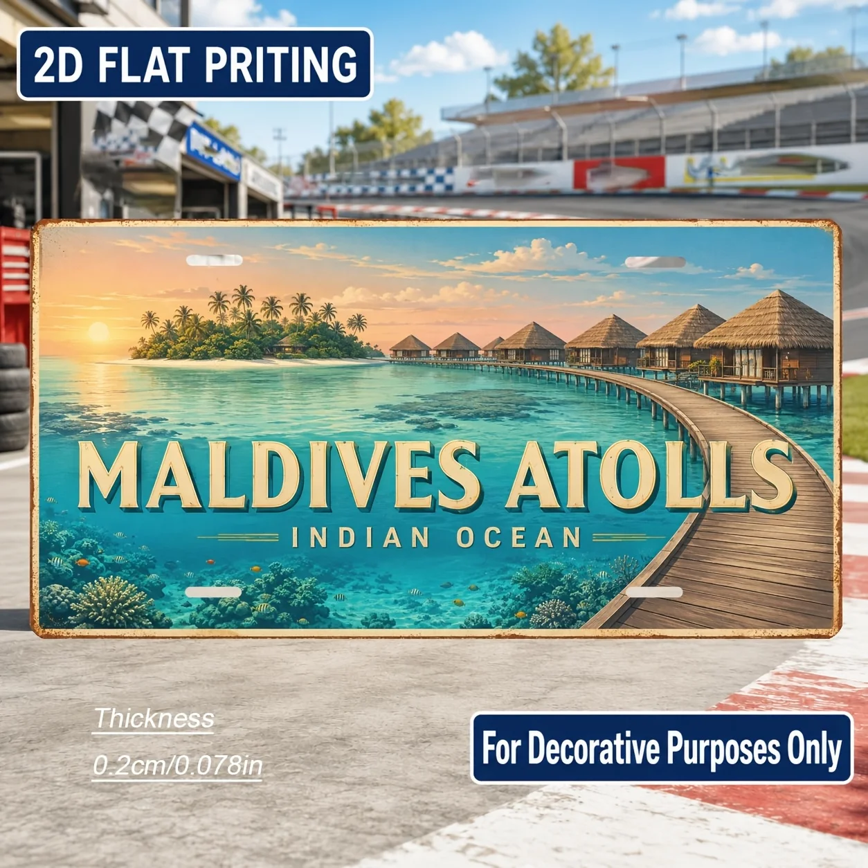 2D Flat - 【2D Flat】 2D Flat - [2D Flat] 2D Flat, 1pc, Maldives-Themed Retro Sign, for Decoration Solely, Home Decor, Birthday