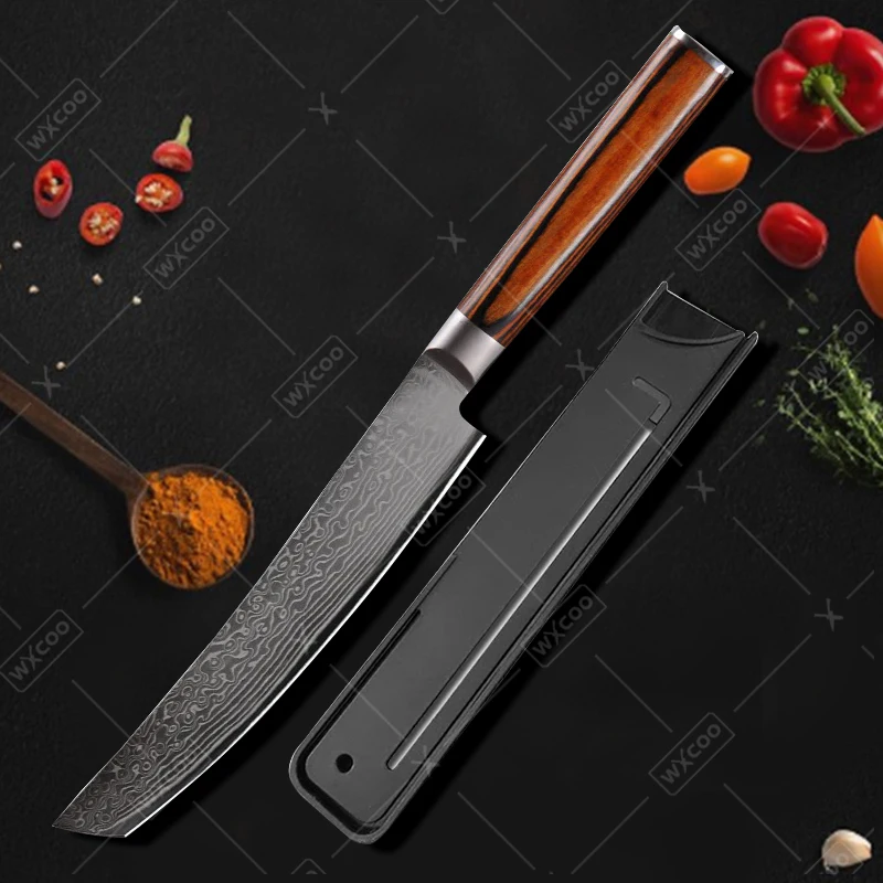 WXCOO Damascus Steel Japanese Kitchen Knives Handmade Forged Chef Knife Meat Cleaver Professional Sushi Knife Cooking Tools