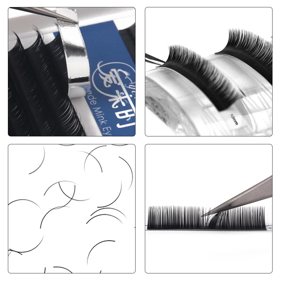 NEWCOME 16Rows Fake Mink Lashes Extension Matte Black 3D Silk Individual Eyelash Extension for Makeup Tool