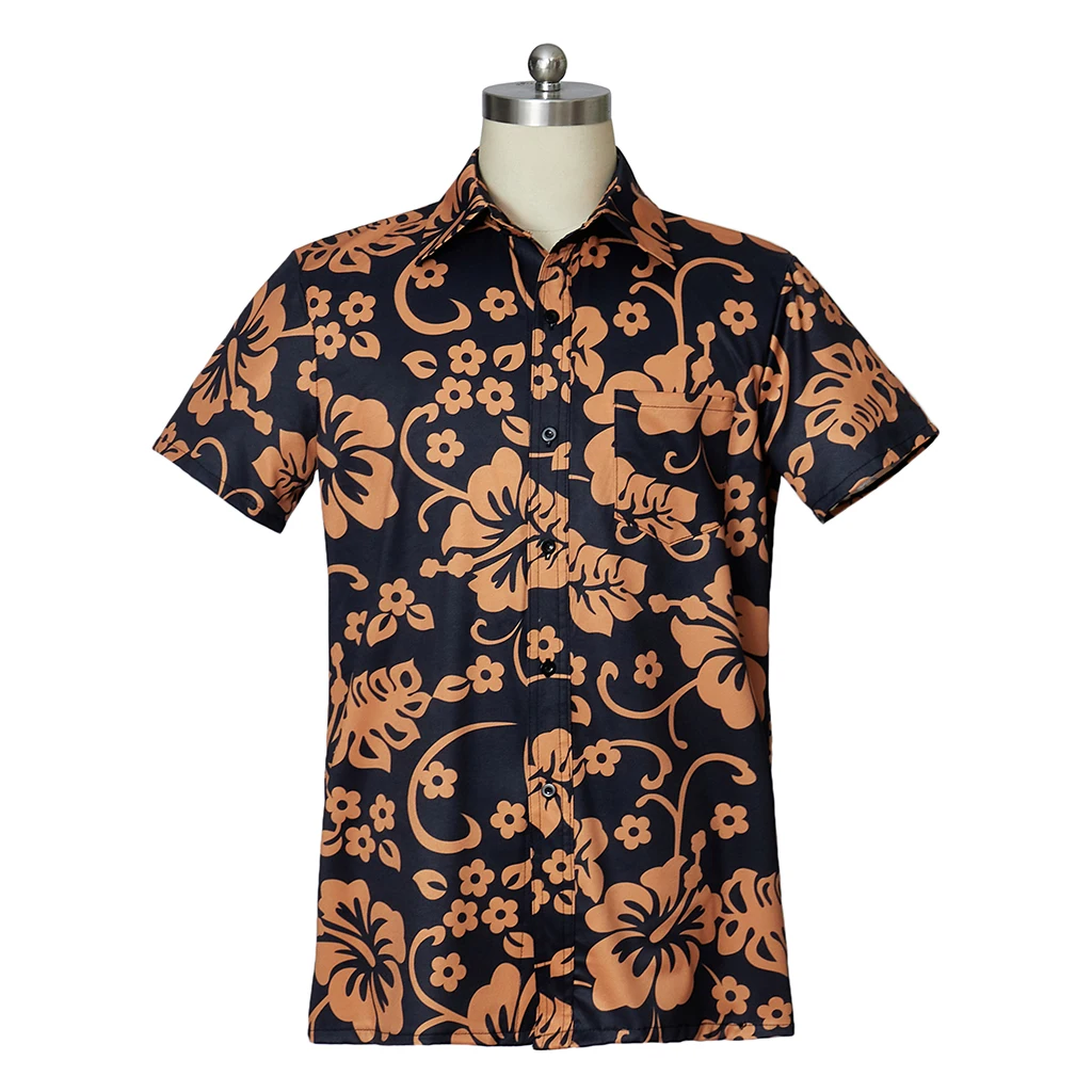 Raoul Duke Cosplay Hemd „Fear and Loathing in Las Vegas“ Kostüm Herren Hawaii-Hemd mit Blumenmuster Kurzarm Sommer Strand-T-Shirt