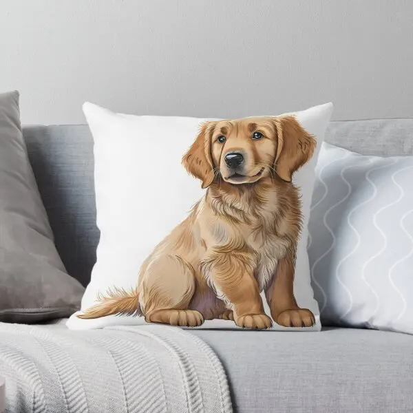 Cute Golden Retriever  Printing Throw Pillow Cover Decor Decorative Waist Soft Square Throw Fashion Pillows not include One Side