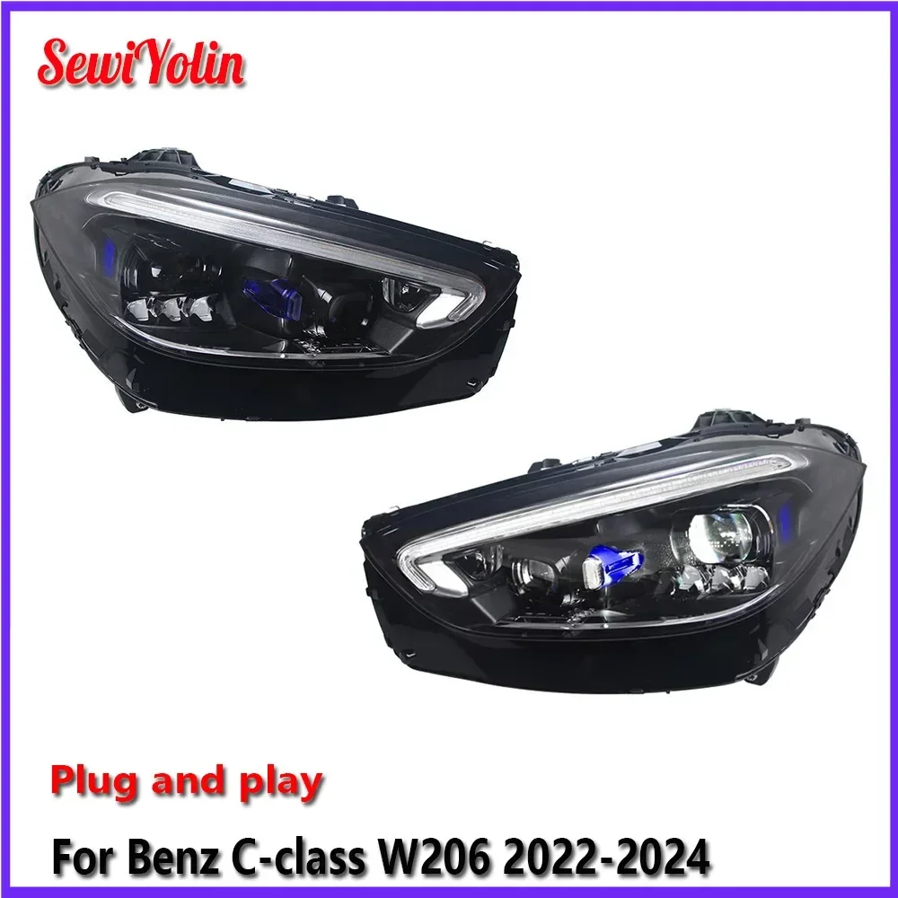 

Car LED Headlight Light Assemblies For Benz C-Class W206 2022-2024 Auto Fog DRL Brake Turn Signal Lamp Plug and Play
