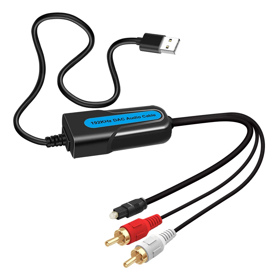 Male Digital to Analog Converter DAC Audio Optical Toslink SPDIF Input to L/R Amplifier Output Adapter  for TV gaming consoles
