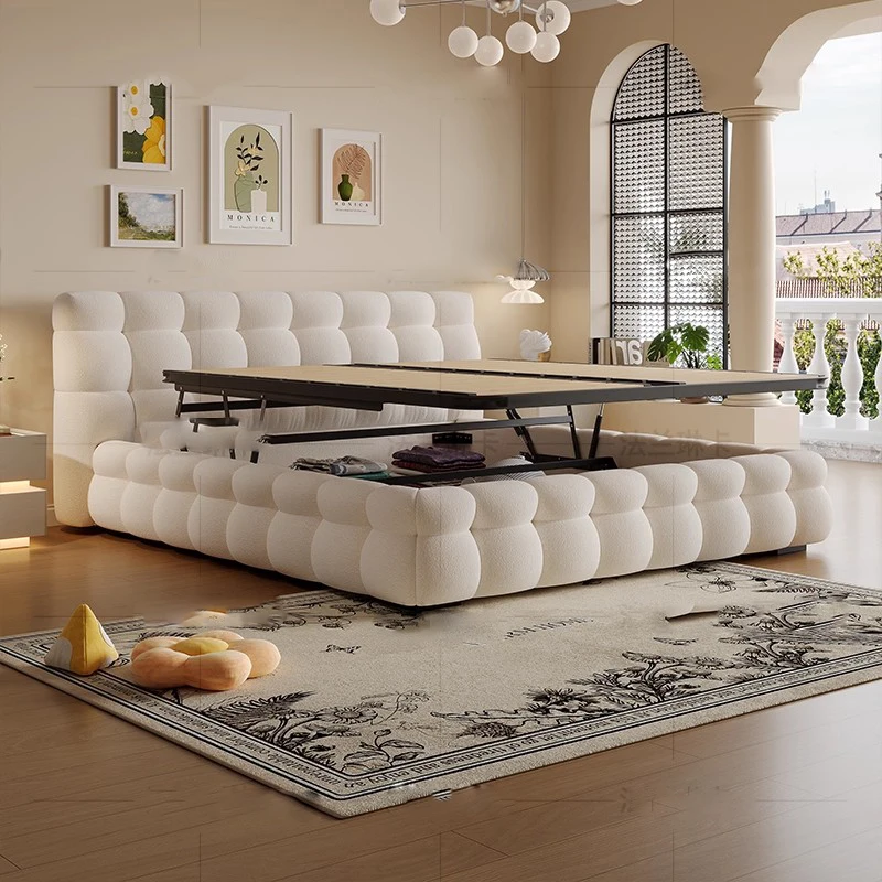 ألواح رأسية عائمة مزدوجة حديثة للسرير، منصة سرير لغرفة النوم بحجم كينج، تصميم أوروبي للأميرة، أثاث عصري من موبليس