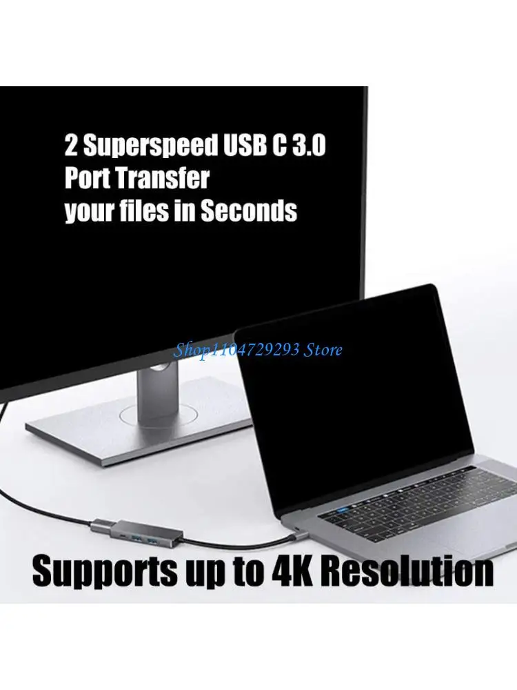 

Y2GD Multifunction 4 in 1 Type C to HDTV 2xUSB3.0 Adapter 4K Adapter Docking Station