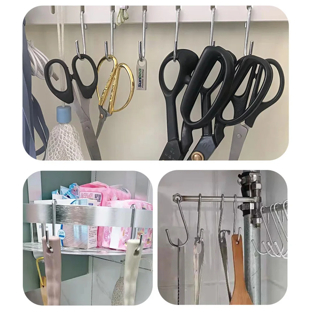 

20PCS S Hooks Kitchen Bathroom Stainless Steel Multifunctional Hanging Rack Clothes Bag Towels Plants Hanger Storage Hold