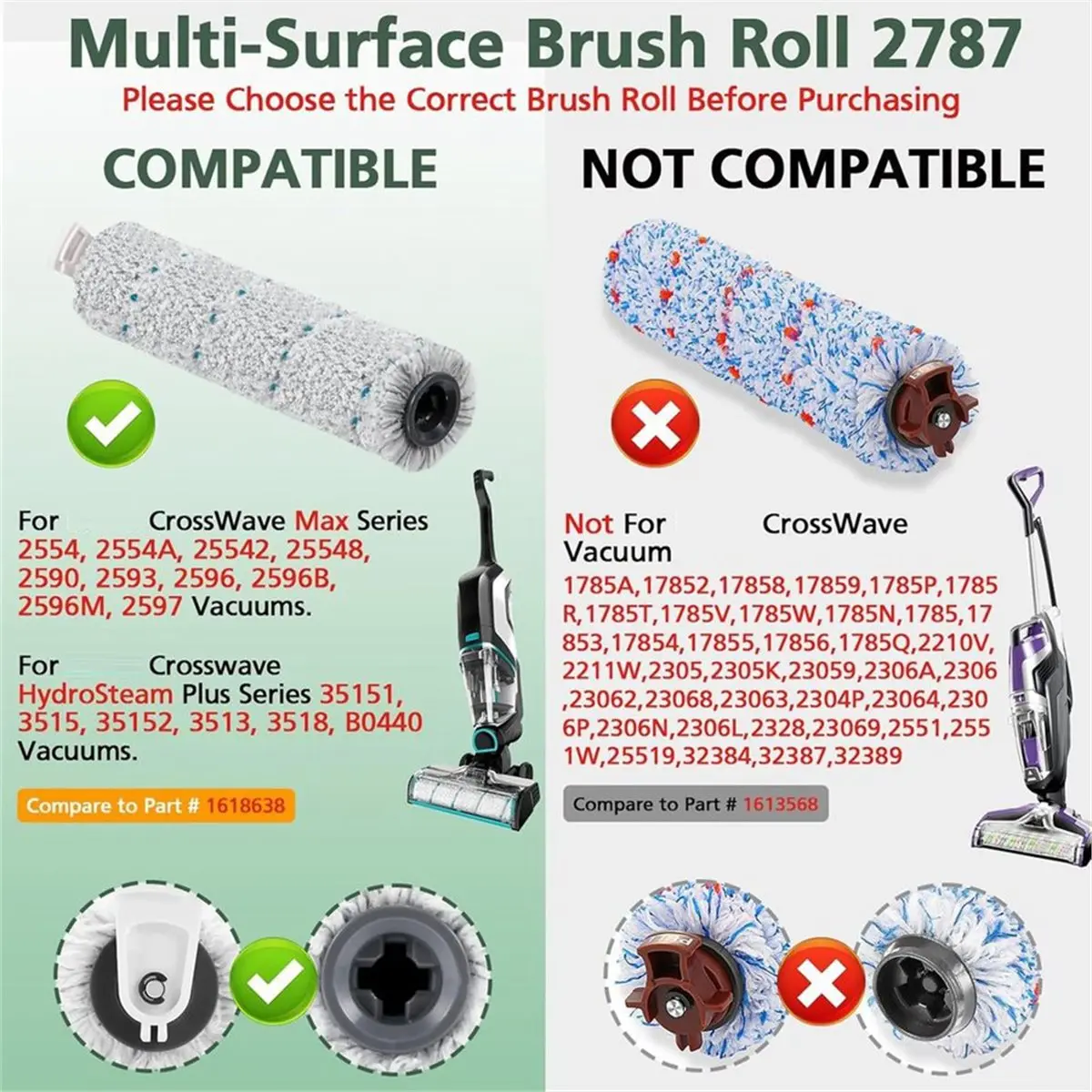 

Щетки-ролики 2787 и фильтры для пылесосов 1866 для моделей Max 2590, 2593, 2596, HydroSteam Plus 35151, 3515