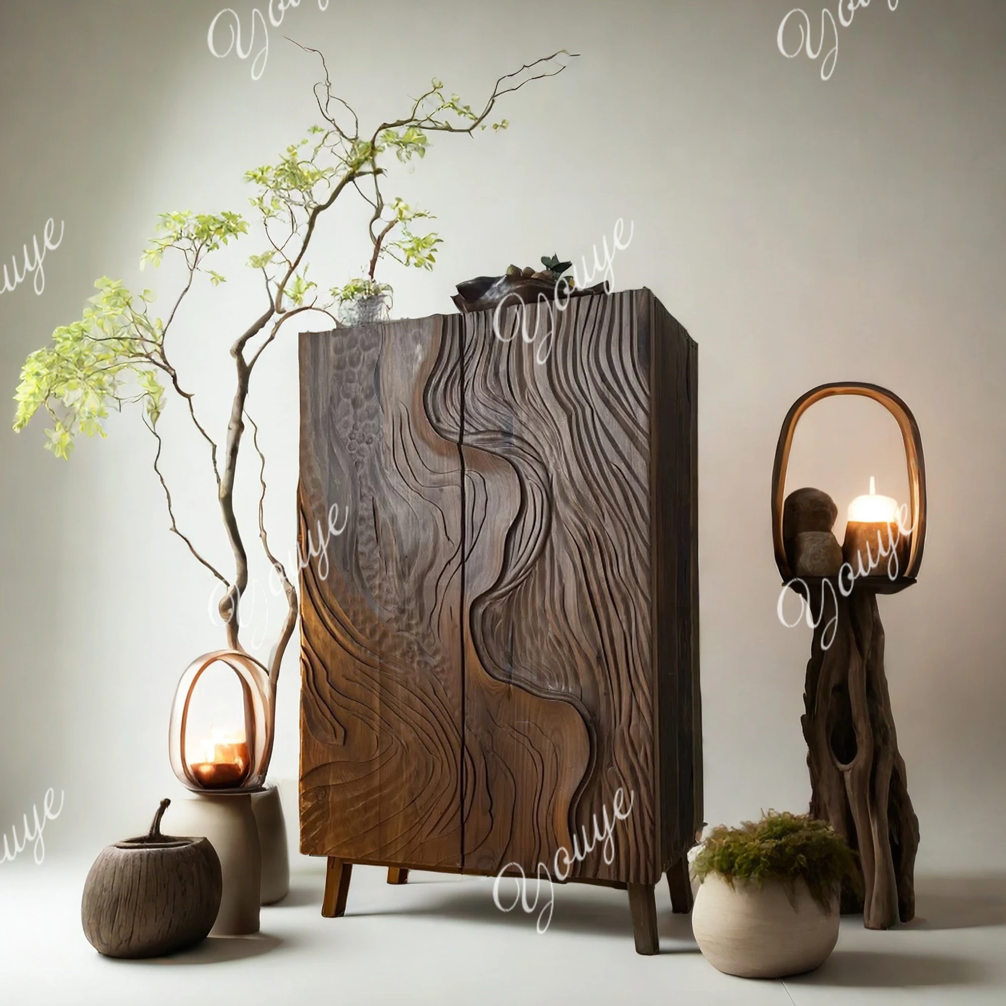 

Mealside Display Cabinet Solid Wood Storage Rack Bed and Breakfast Tea Room Bogu Rack Porch Locker