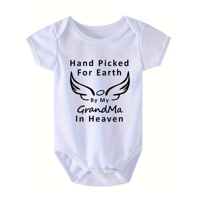 Hand Picked for Earth By My Grandpa/grandma in Heaven Baby Bodysuit Romper Summer Short Sleeve Jumpsuit Onesies - view 3