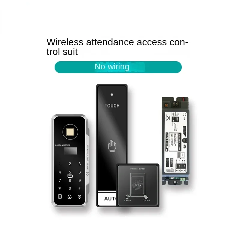 Wireless Fingerprint Attendance and Access Control System System All-in-One Machine Wiring Free Electromagnetic Lock Suit