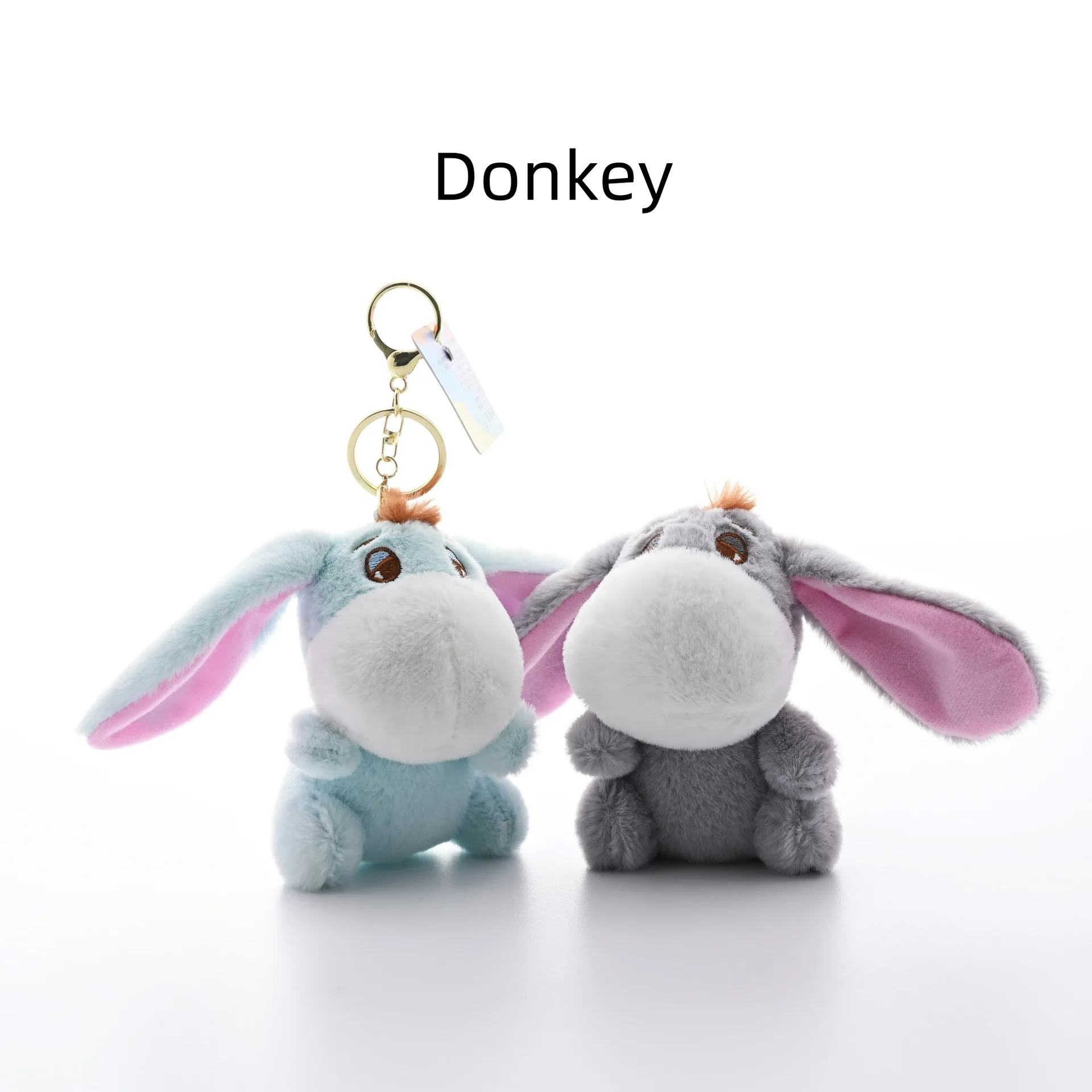 Chubby Cute Simulation Long Ears Small Donkey Plush Doll Keychain Pendant Cartoon Chubby Donkey Plush Schoolbag Pendant Gifts