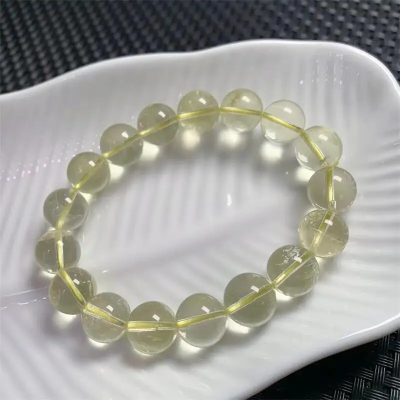 12MM Natural Lemon Citrine Bracelet Healing Reiki Gemstone Round Beads Jewelry Couple Holiday Gift 1PCS