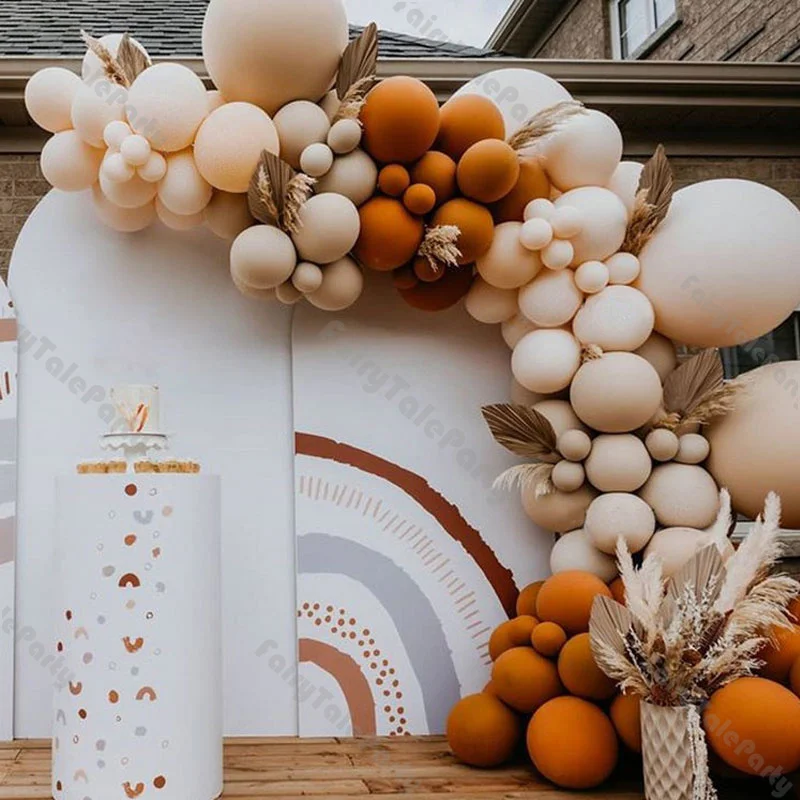 

134pcs Doubled Orange Cream Apricot Balloon Arch Garland Kit Terracotta Country Wedding Bride To Be Baby Shower Boho Birthday