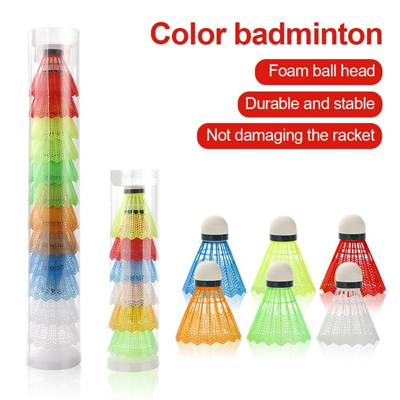 6/12 unids/set volantes coloridos pelotas de espuma para bádminton juegos deportivos bolas de plástico de colores pelota de bádminton de plástico de colores