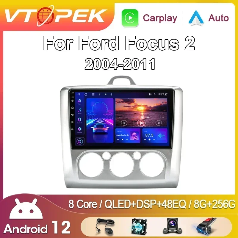 

Vtopek 9" 4G Carplay DSP 2din Android 11.0 Car Radio Multimidia Video Player Navigation GPS For Ford Focus 2 3 Mk2/Mk3 2004-2011