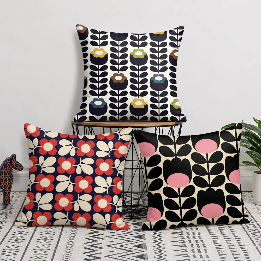 O-Orla Kiely Fahion Cushion Cover Silky Short Plush Invisible Zipper Dustproof Sofa Pillow Case For Home Decor