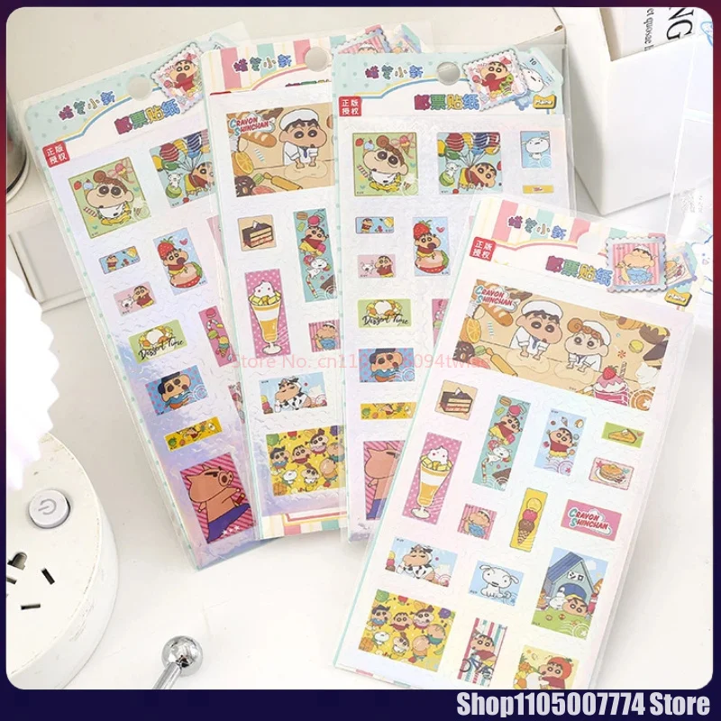 4pcs Kawaii Crayon Shin-Chan Stamp Stickers Sakura Creative Diy Phone Case Camera Decoration Children'S Reward Toy
