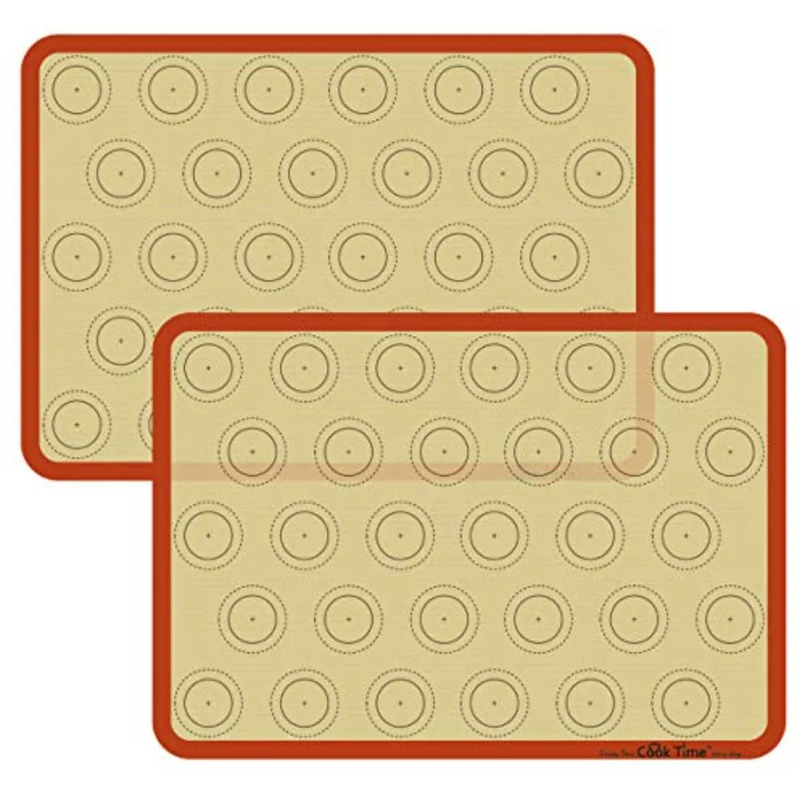 Macaron Silicone Baking Mat - Set of 2 Non Stick Silicon Macaroon Baking Sheet Cookie Liner BPA Free/Reusable/Half Sheet,Perfec