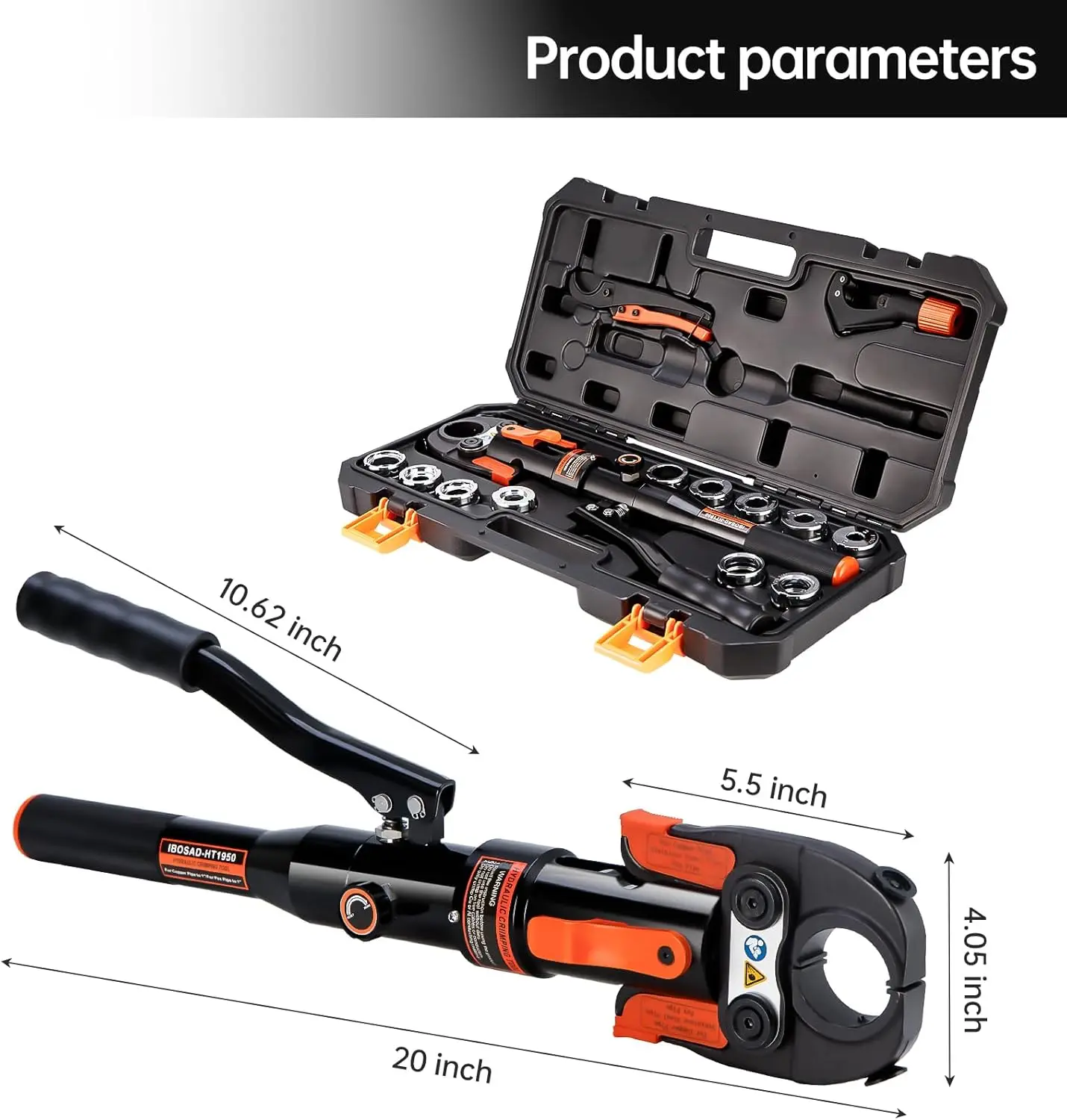 Acessórios de tubo de cobre hidráulico, ferramentas de friso com matrizes de 1/2,3/4,1 "para tubo de cobre e manga de imprensa pex inoxidável f877