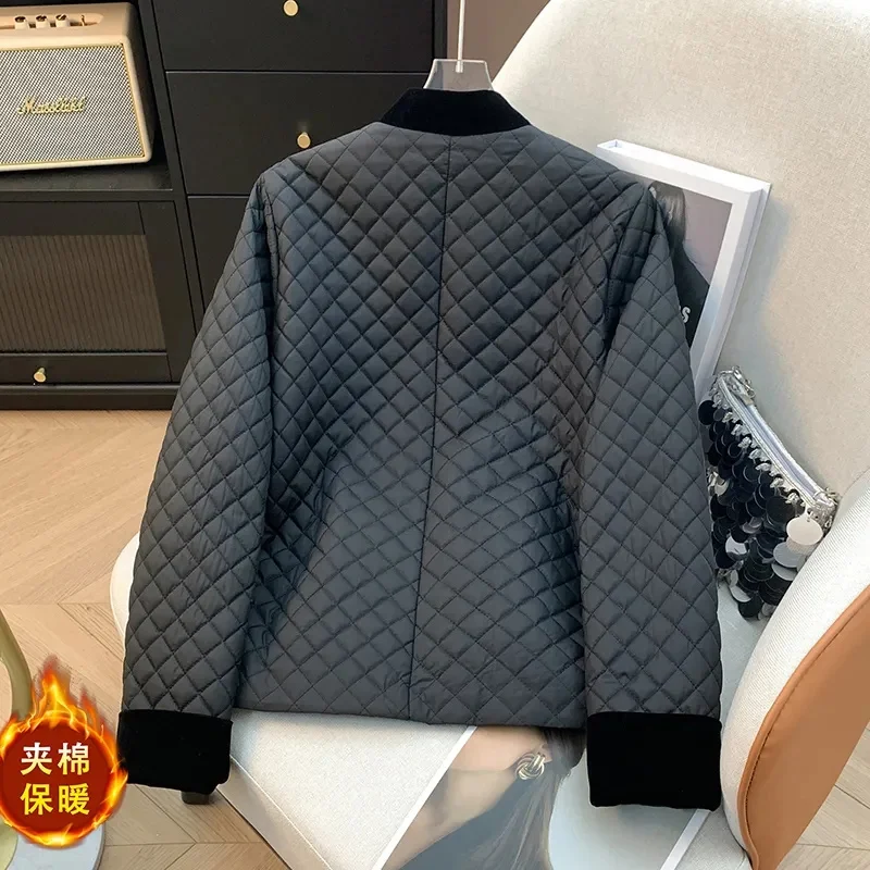 春と秋の新ファッションレトロコート綿入りジャケット気質ファッションバックルステッチ国風綿入り服