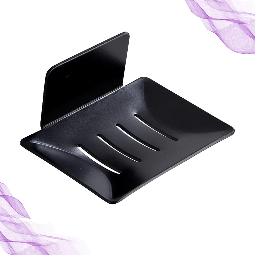 Punch Free Soap Dish Wall Mount Draining Black Suction Soap Dish Soap Tray Soap Box for Bathroom (Black)