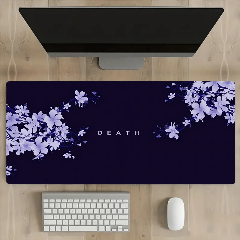 

Oversized Cherry blossom Mouse Pad Black non-slip rubber base desk mat Rectangular office accessories Gaming keyboard pads XXL